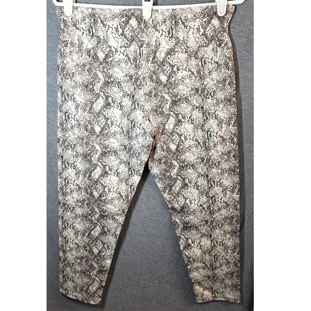 Heather Thompson Yummie Leggings Women XL Tan Snakeskin Cropped Pants Capris